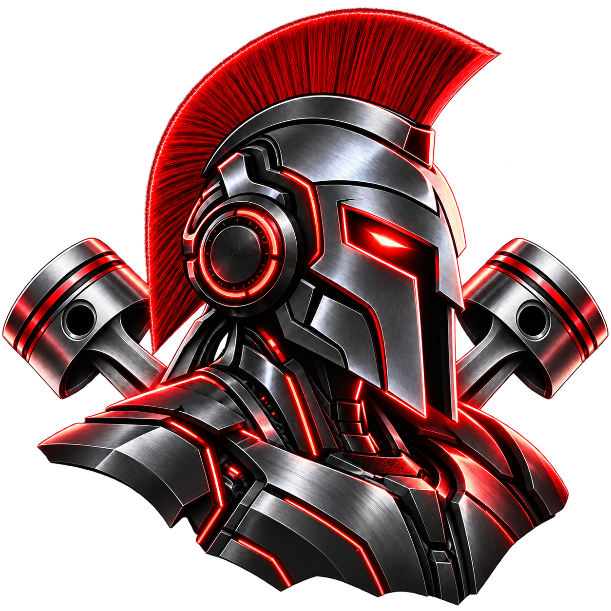 Red-crested metallic Spartan with two pistons
